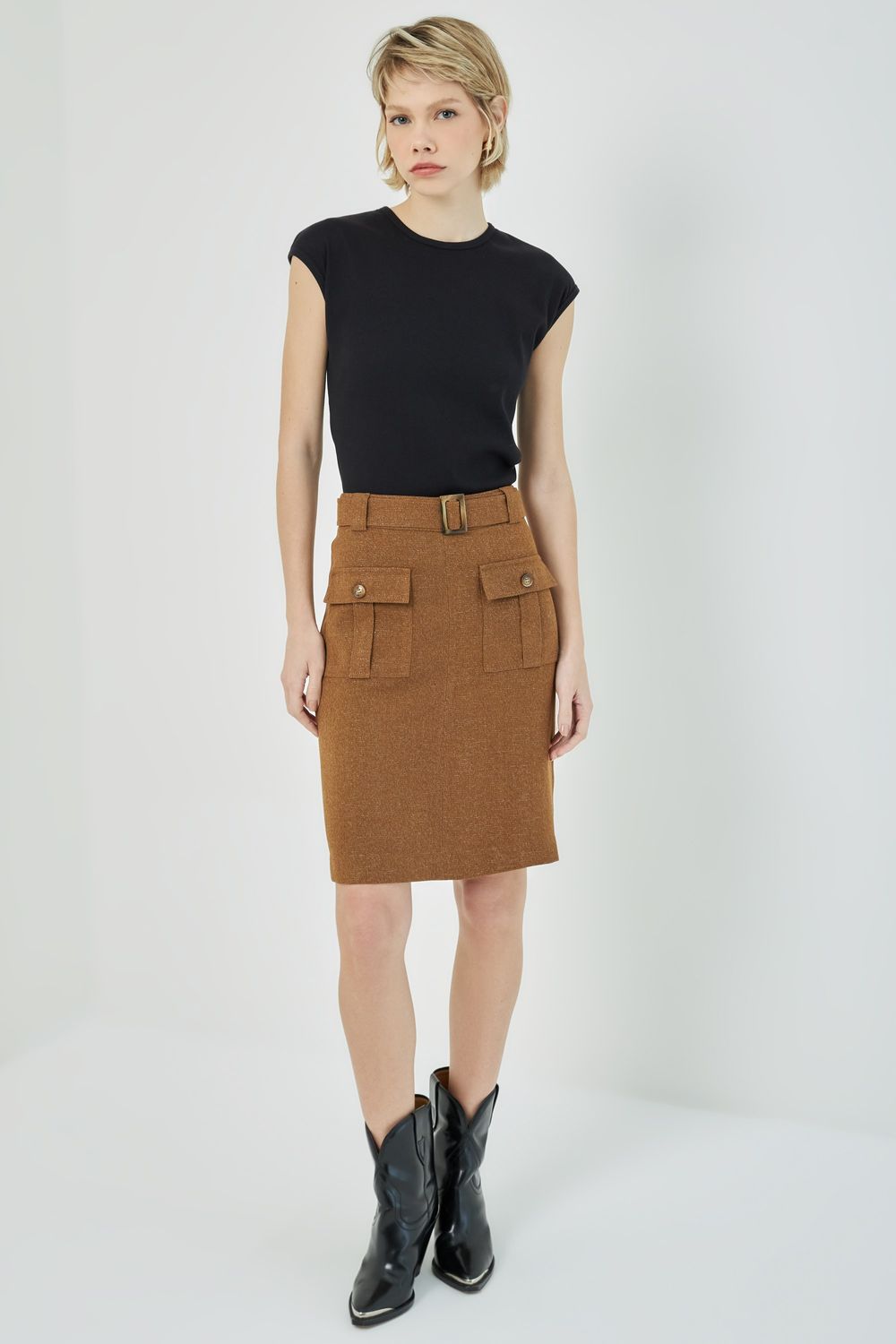 SAIA  ALFAIATARIA  TWEED - MARROM P - MARROM SAIA  ALFAIATARIA  TWEED - MARROM P - MARROM