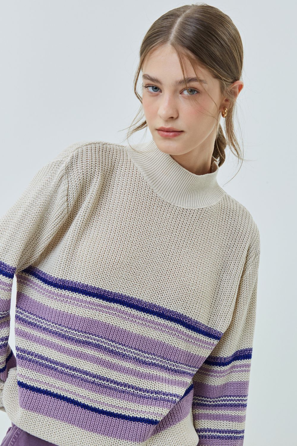 PULL TRICOT LISTRAS ISABEL - ROXO G - ROXO