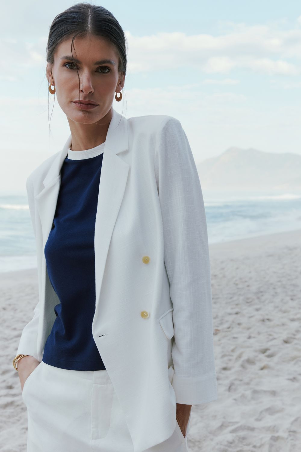 BLAZER LINHO RESORT 4 BOTÕES - OFF WHITE G - OFF WHITE