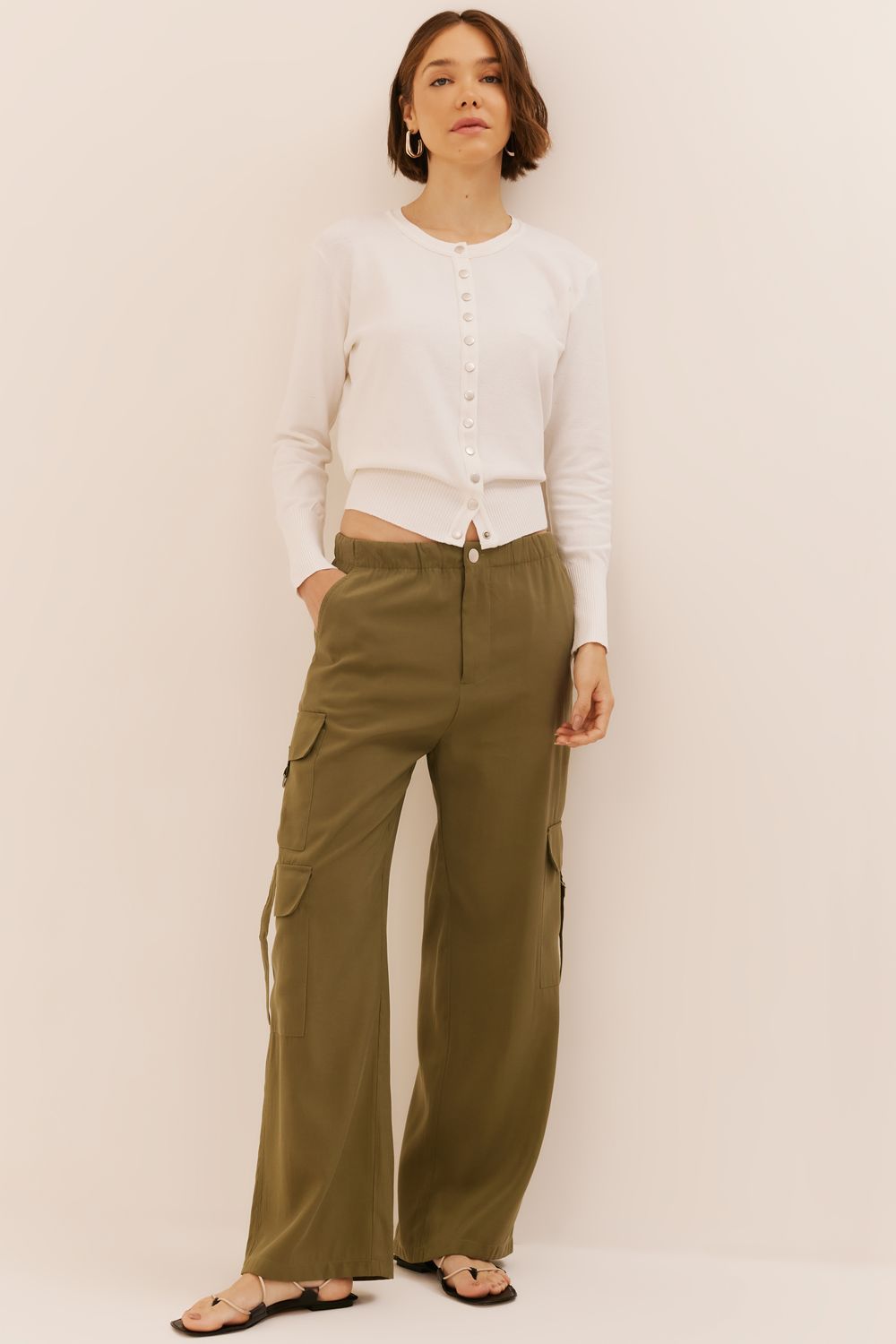 CALÇA CARGO SAND WASHED - VERDE P - VERDE