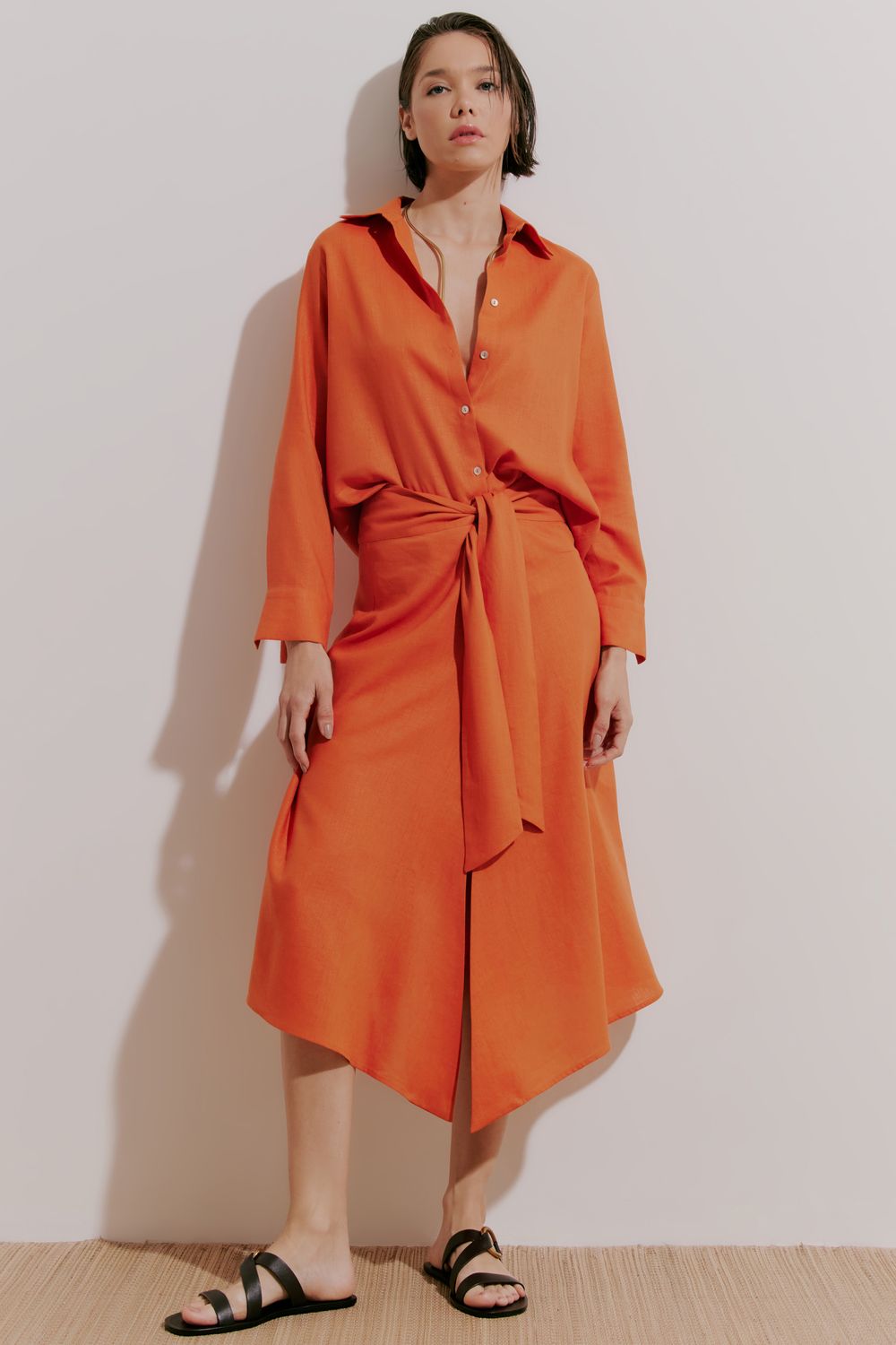 SAIA COM LINHO PALA NÓ - LARANJA P - LARANJA SAIA COM LINHO PALA NÓ - LARANJA P - LARANJA