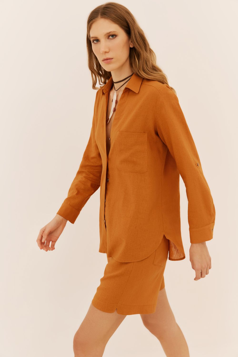 CAMISA COM LINHO NASSAU V - OCRE G - OCRE