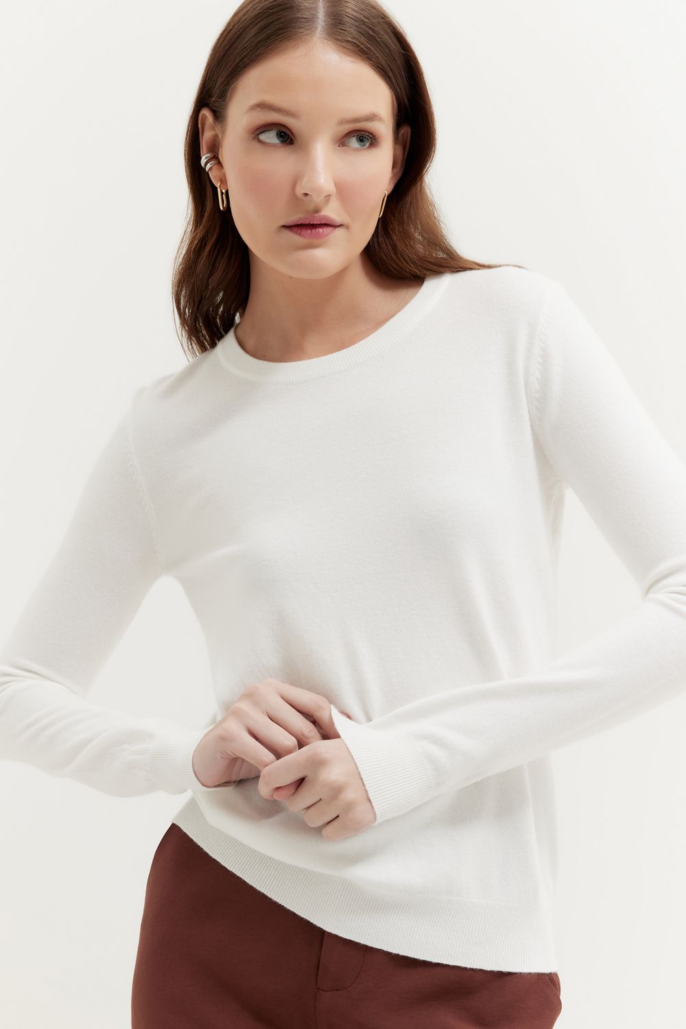 BLUSA TRICOT BASIC - OFF WHITE G - OFF WHITE