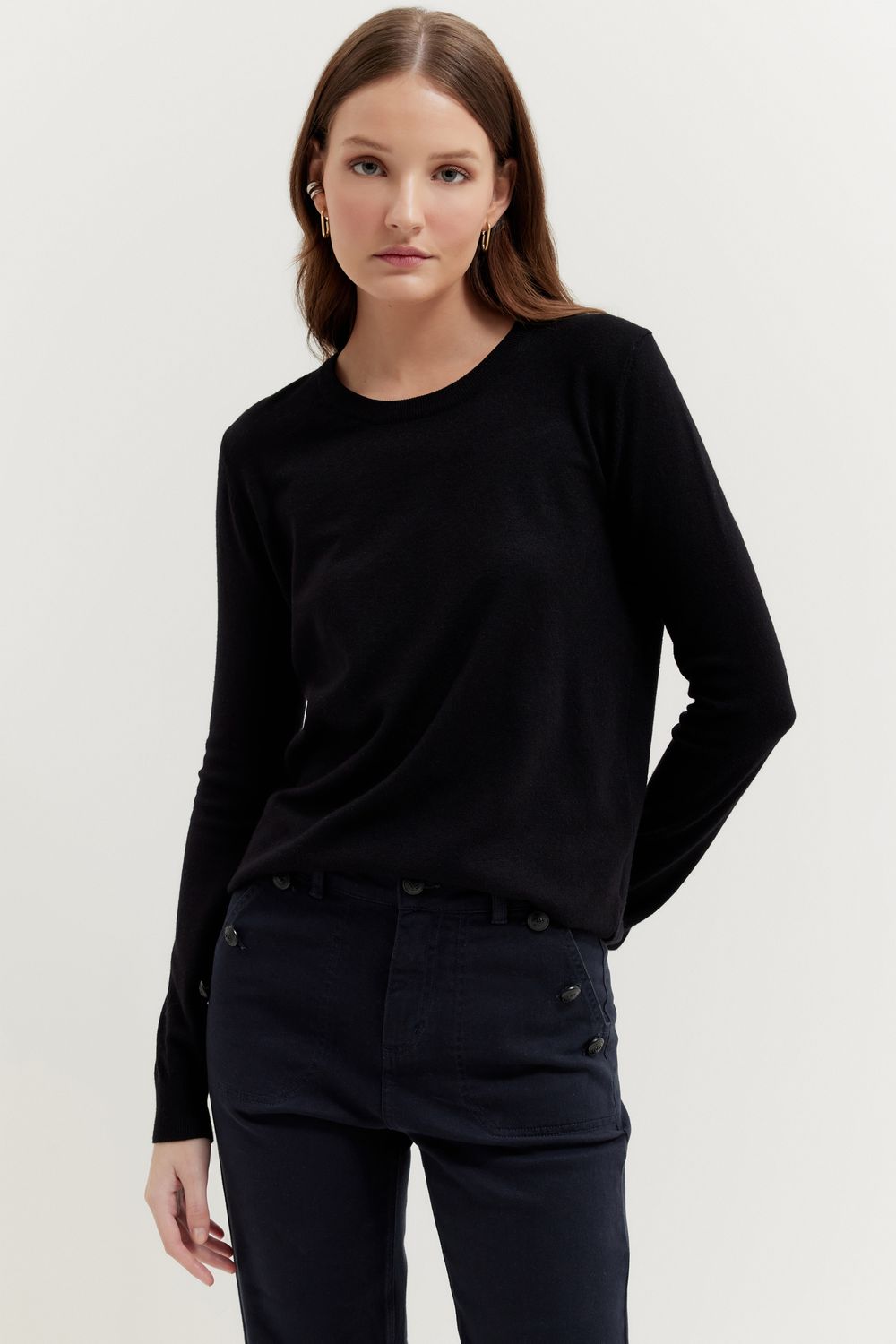 BLUSA TRICOT BASIC - PRETO M - PRETO