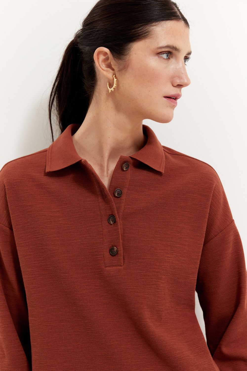 BLUSA MALHA POLO BELMOND - MARROM G - MARROM