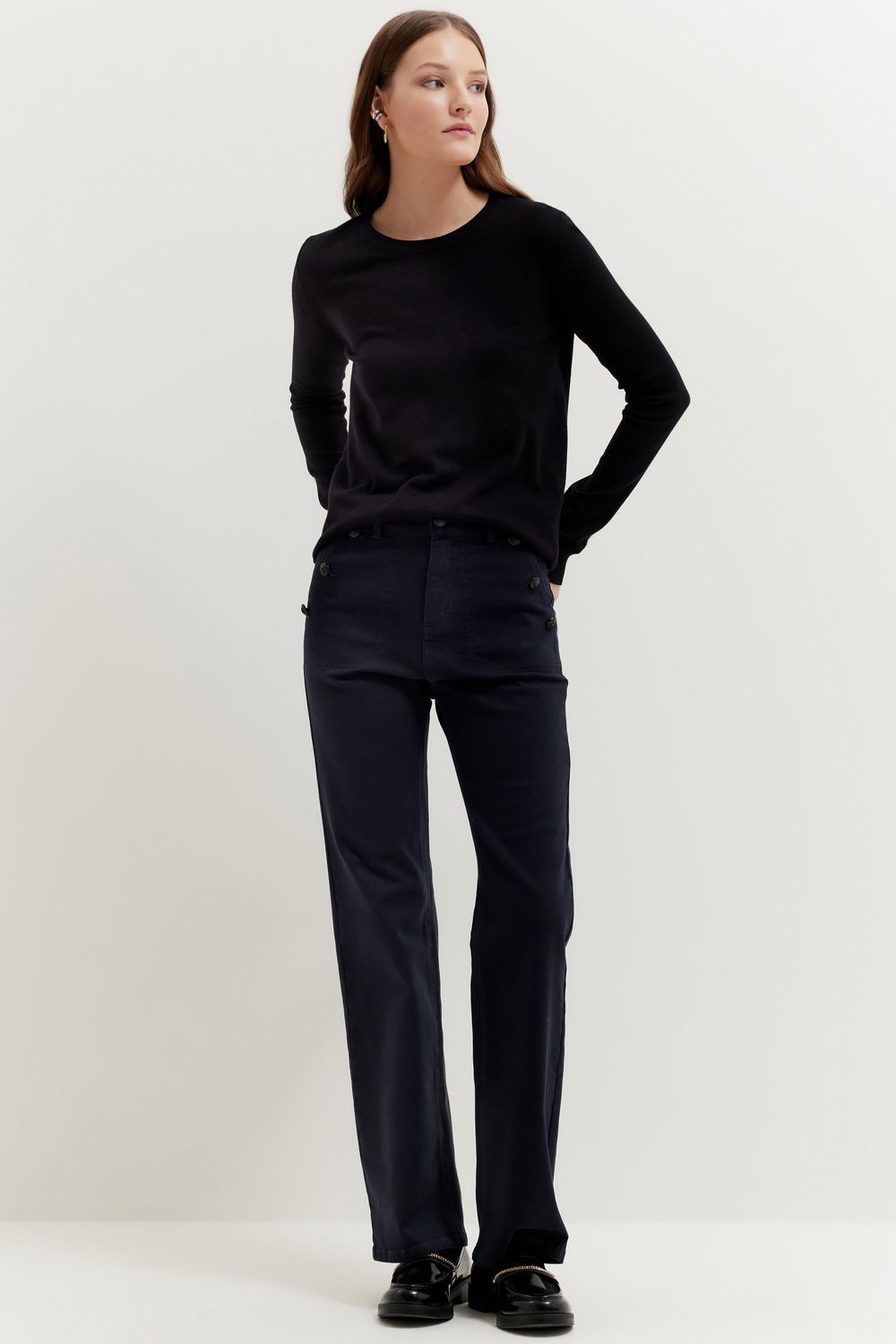 CALÇA COLOUR  NAVY BOTÕES - AZUL MARINHO M - AZUL MARINHO