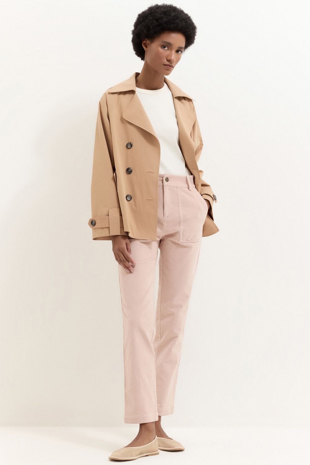 CALÇA VELUDO CIGARRETE BOLSOS - ROSA G - ROSA