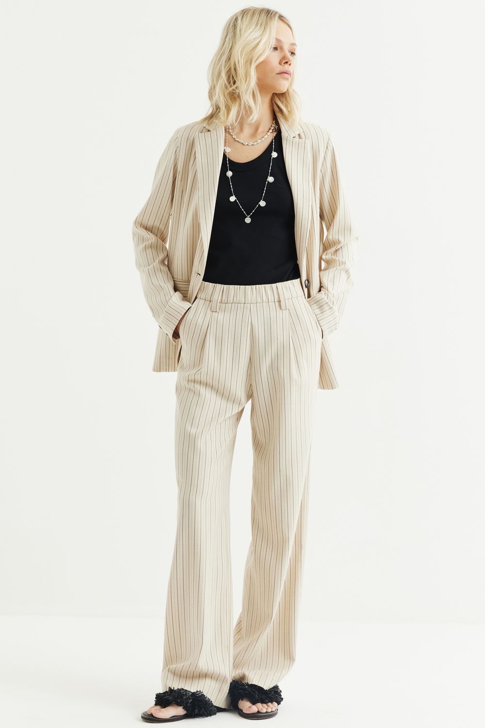 CALÇA NAVY RISCA DE GIZ - CREME P - CREME CALÇA NAVY RISCA DE GIZ - CREME P - CREME