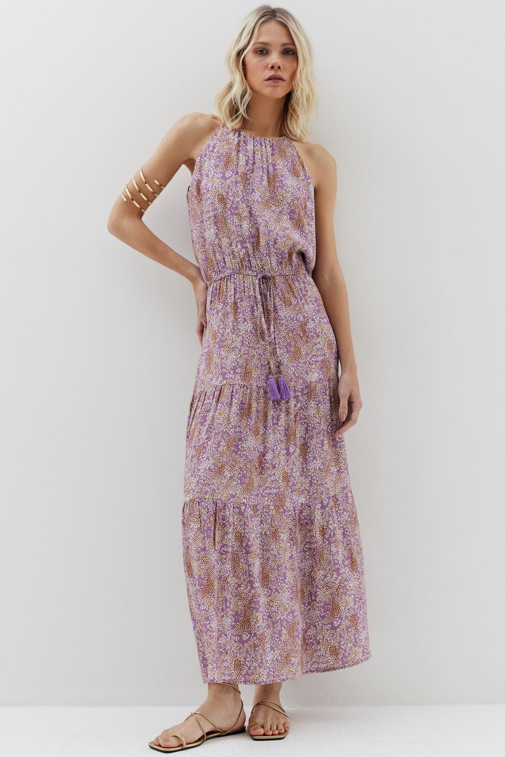 VESTIDO ESTAMPA GARDEN CREPE - LILAS PP - LILAS