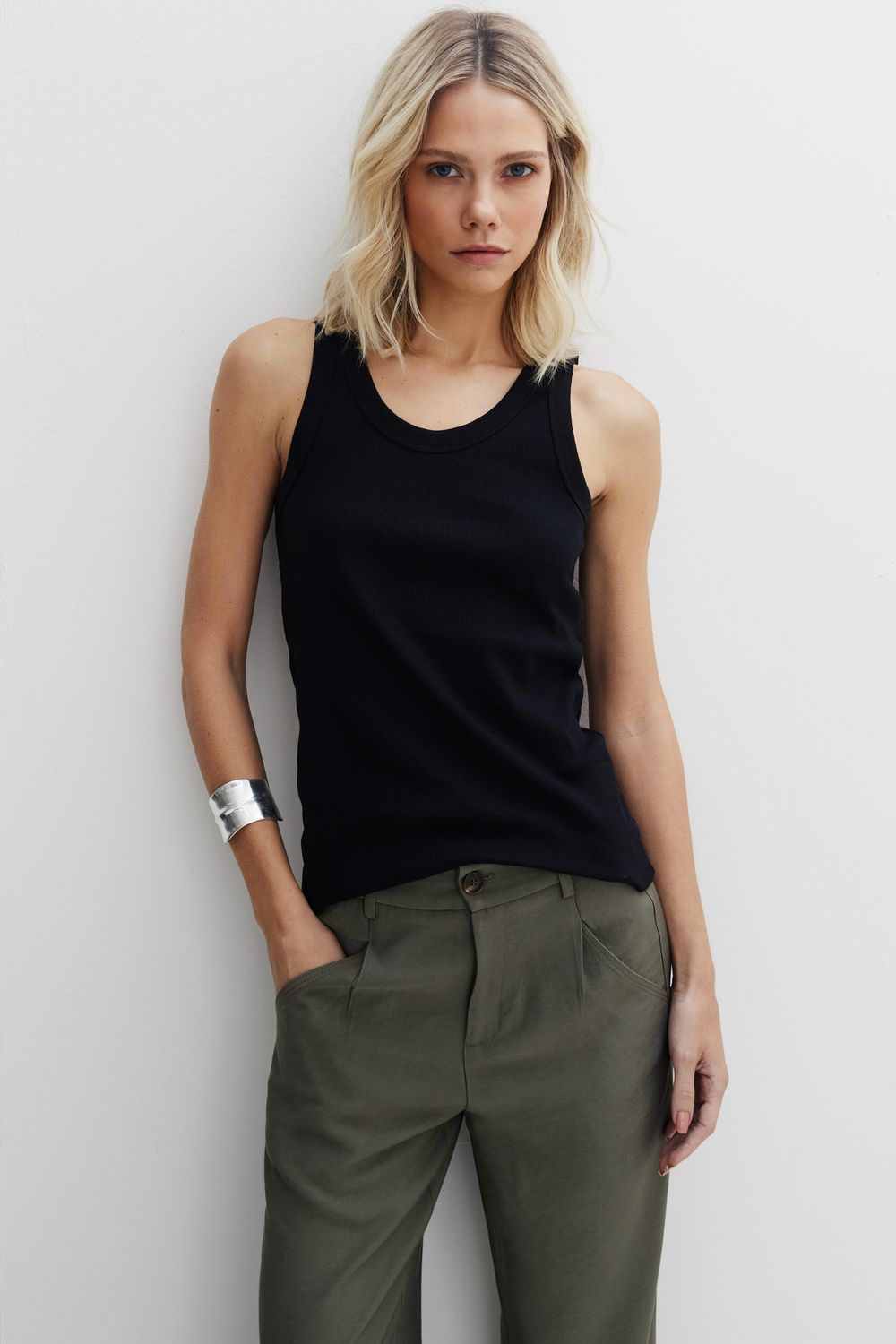 REGATA MALHA RIB CONFORTO - PRETO P - PRETO REGATA MALHA RIB CONFORTO - PRETO P - PRETO