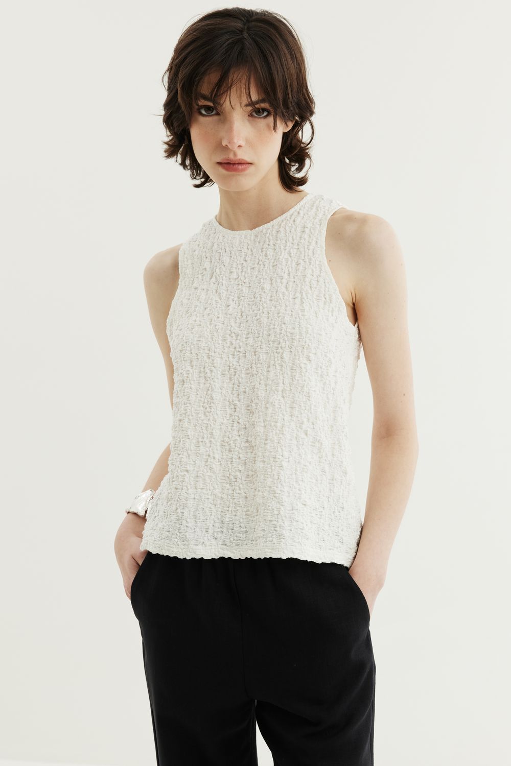 REGATA MALHA ENRUGADA - OFF WHITE G - OFF WHITE