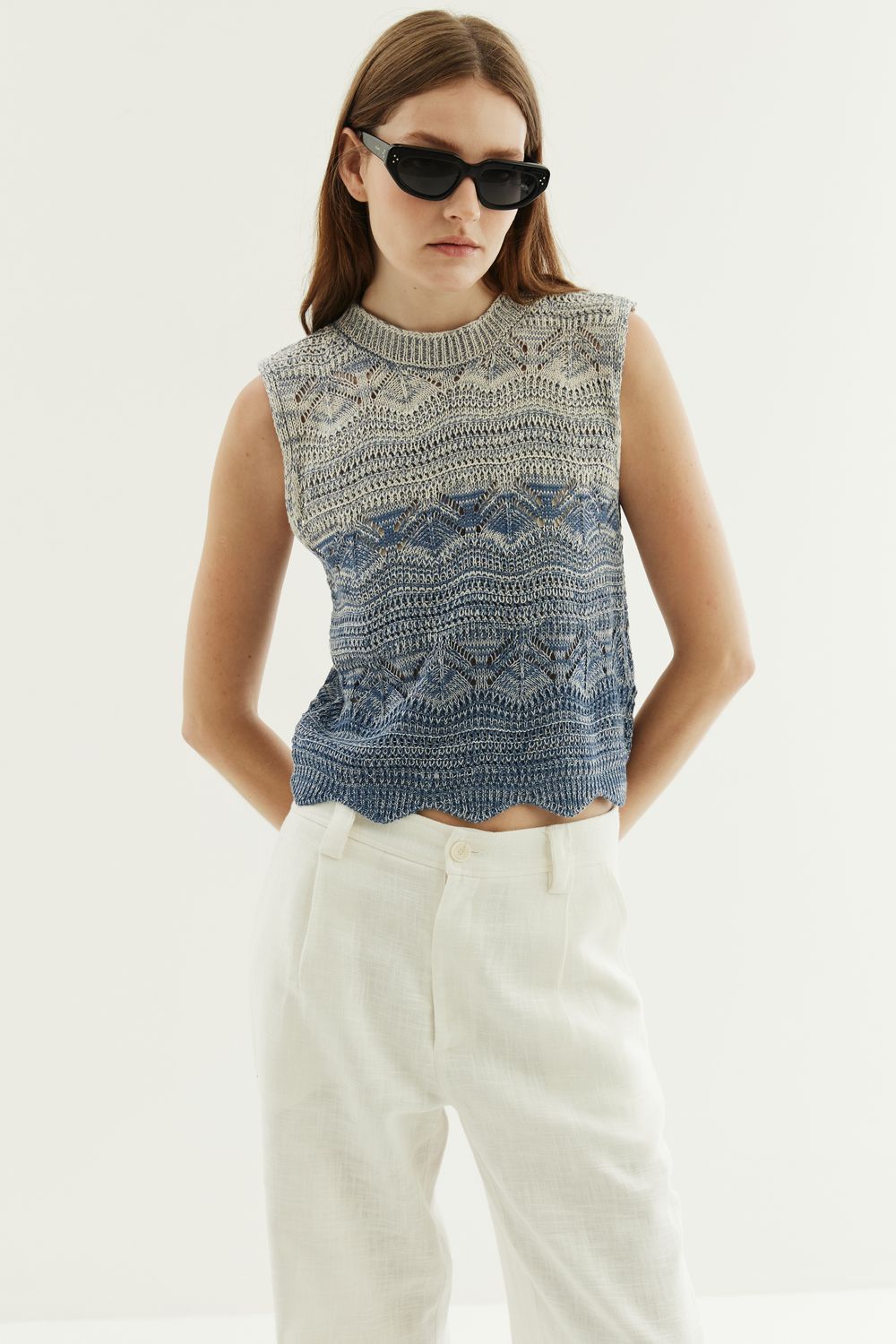TOP TRICOT MESCLADO - AZUL M - AZUL