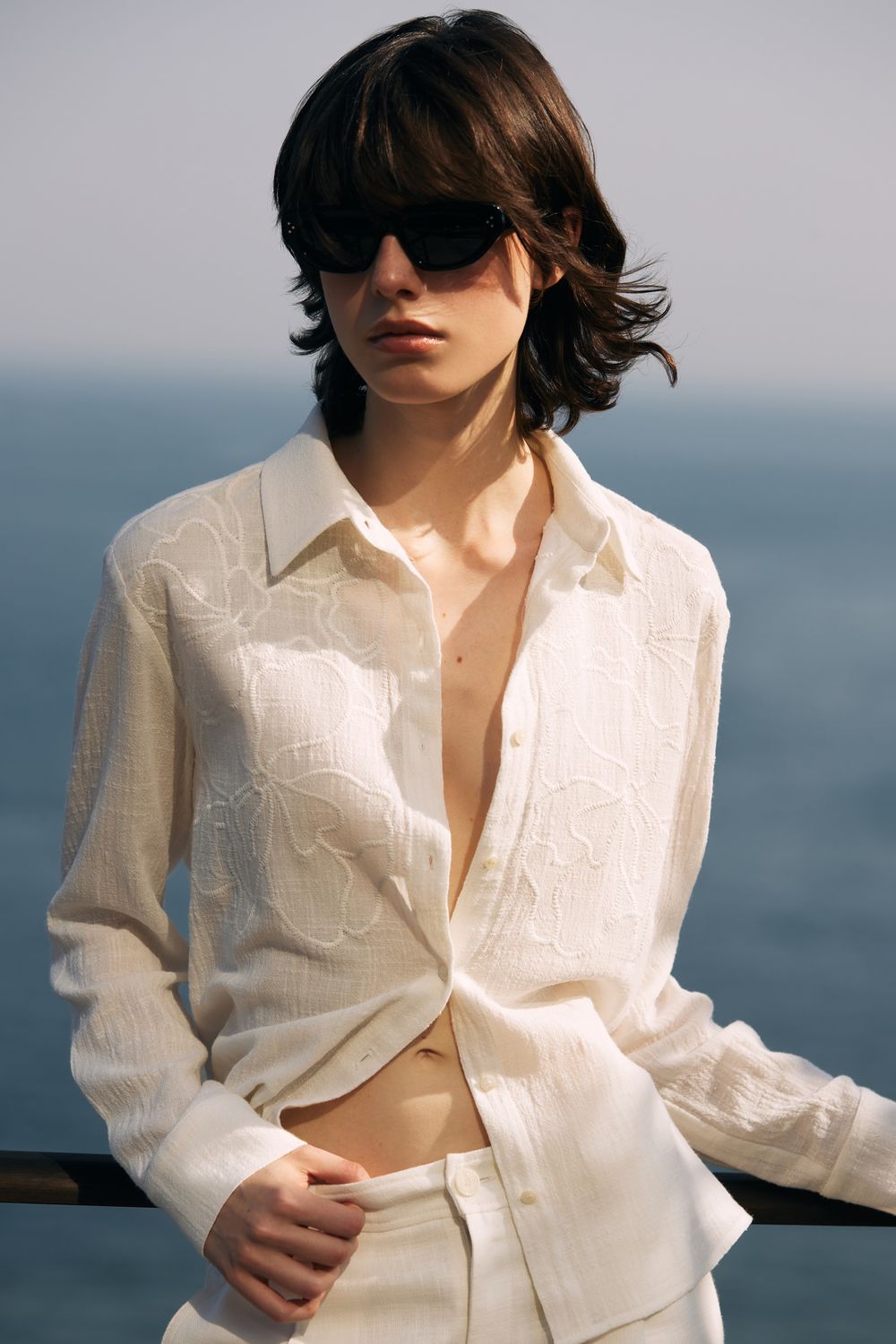 CAMISA FLOR BORDADA COTTON RUSTIC - OFF WHITE G - OFF WHITE