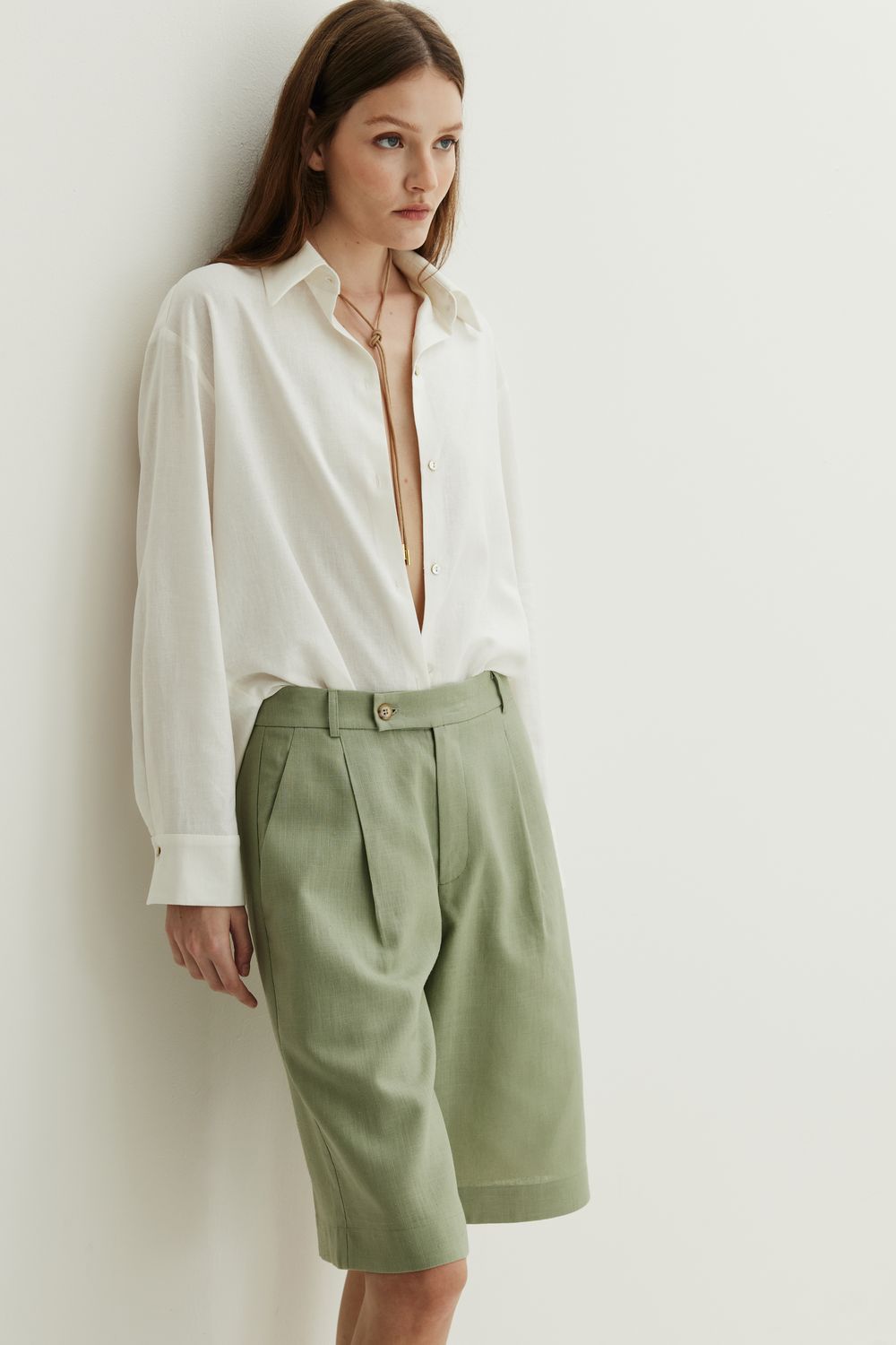 BERMUDA COM LINHO BUENA VISTA - VERDE PP - VERDE BERMUDA COM LINHO BUENA VISTA - VERDE PP - VERDE