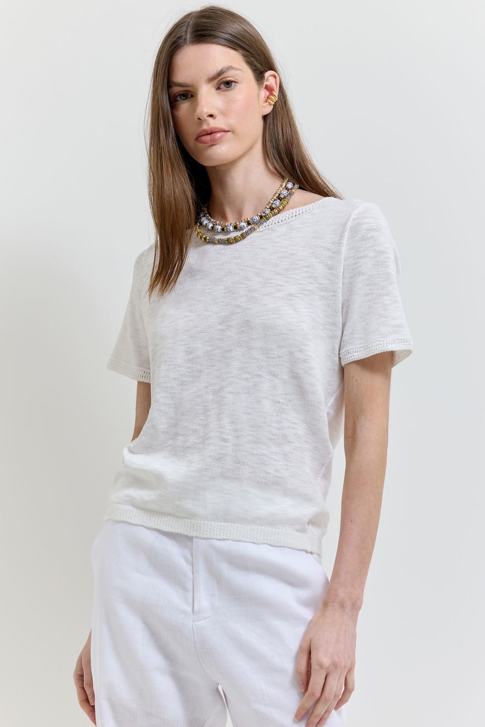 BLUSA TRICOT FLAME - OFF WHITE P - OFF WHITE