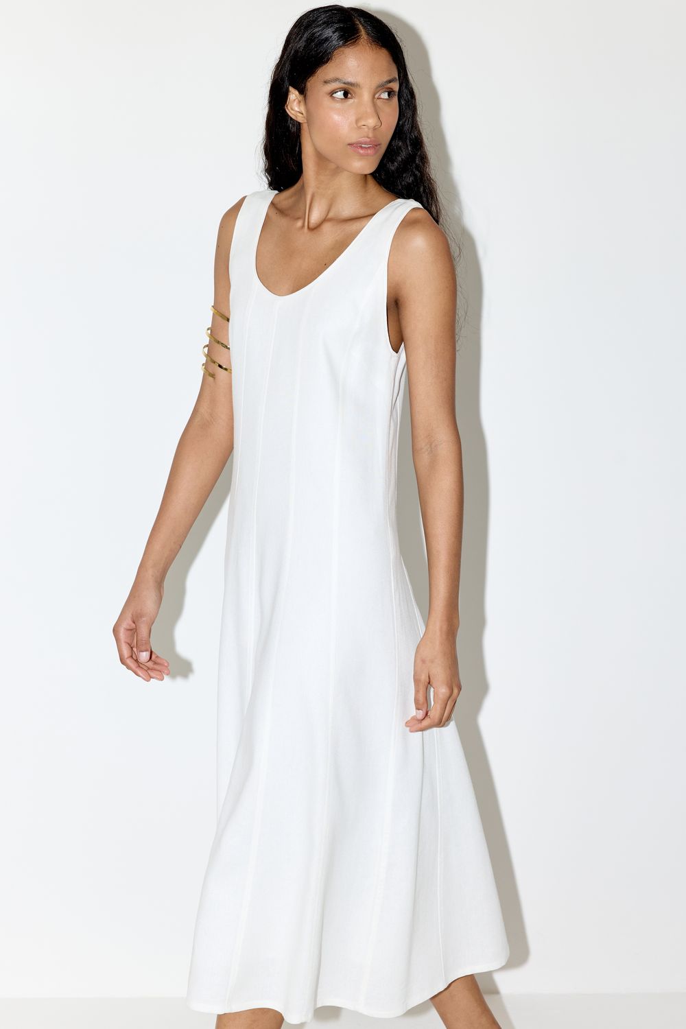 VESTIDO COM LINHO NESGAS - OFF WHITE PP - OFF WHITE