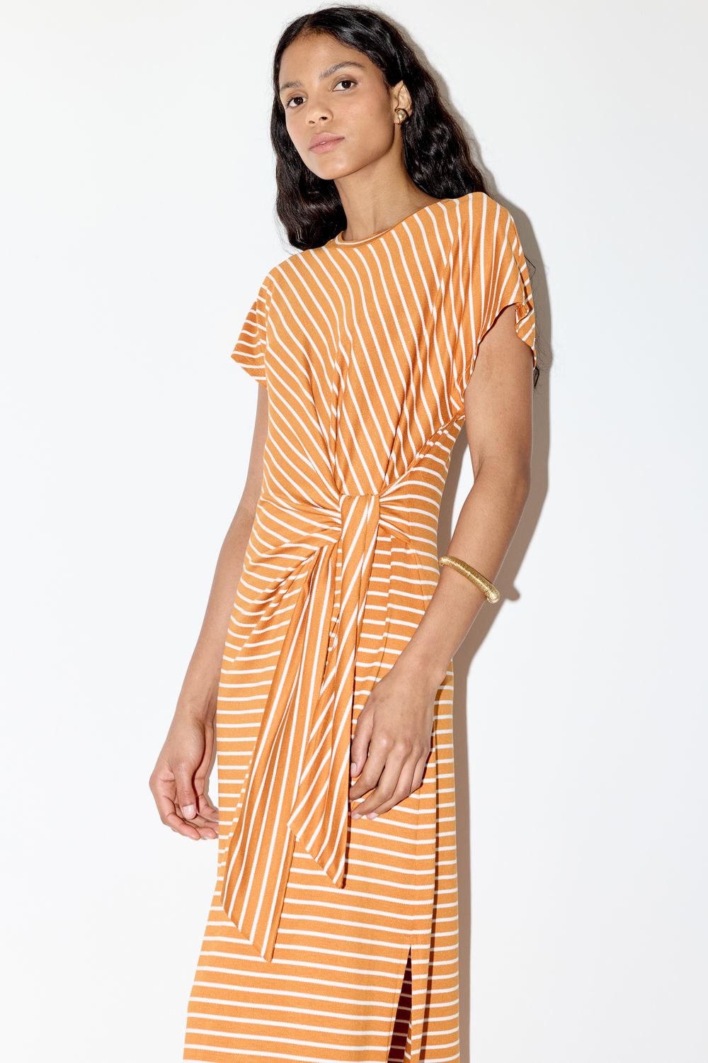 VESTIDO MALHA LISTRA NAVY NÓ - LARANJA PP - LARANJA VESTIDO MALHA LISTRA NAVY NÓ - LARANJA PP - LARANJA