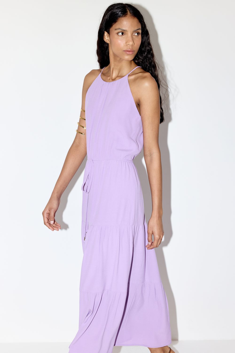 VESTIDO CREPE BABADOS - LILAS M - LILAS