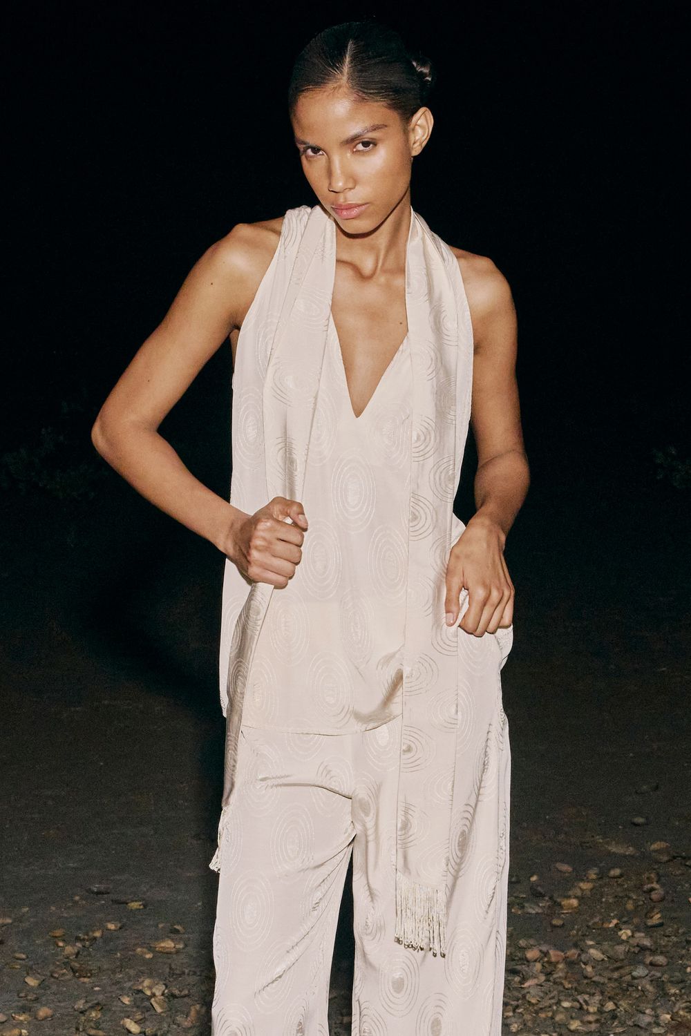 TOP JACKARD - CREME M - CREME