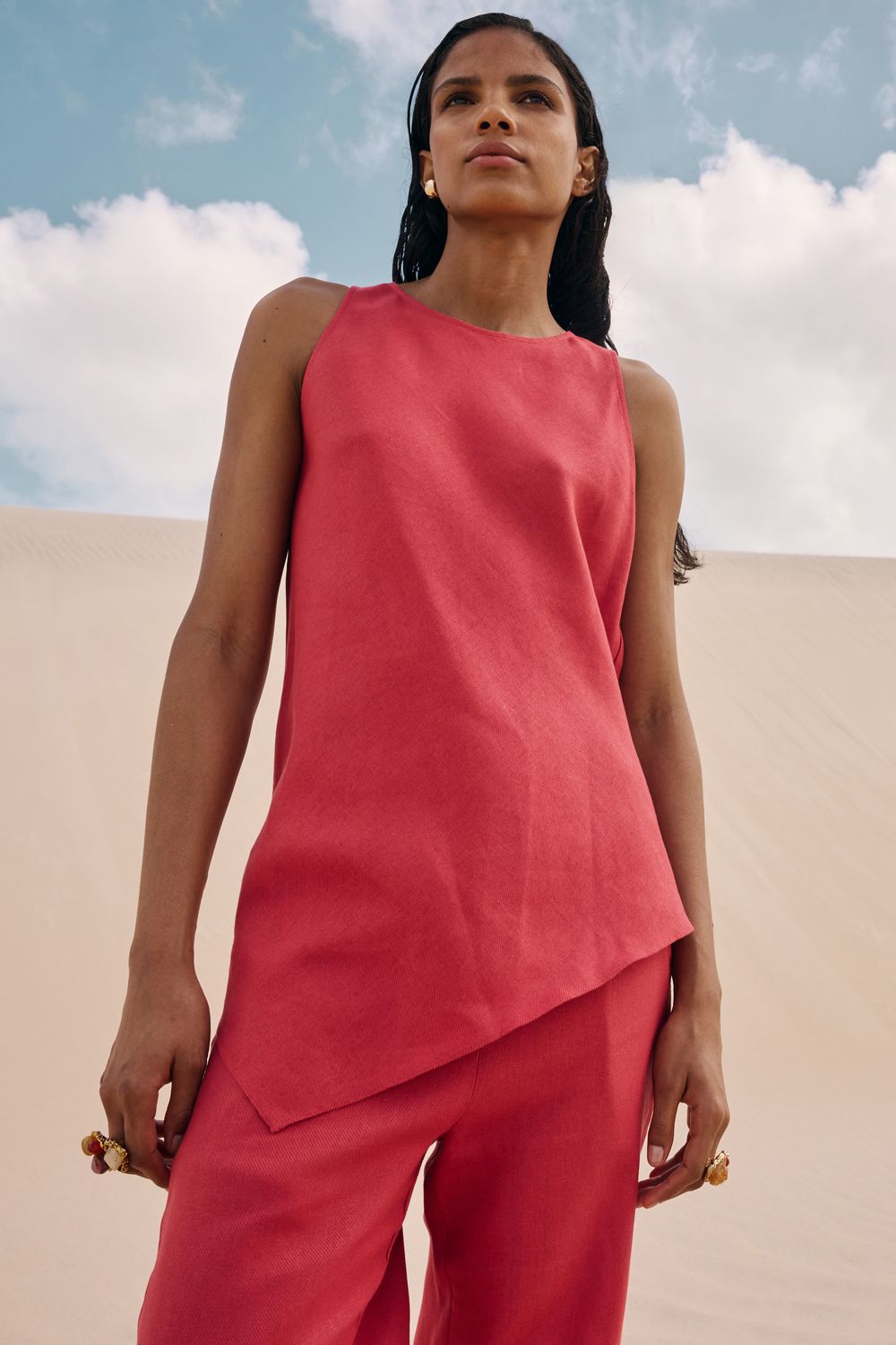 TOP COM LINHO TWILL PONTA - CEREJA PP - CEREJA TOP COM LINHO TWILL PONTA - CEREJA PP - CEREJA