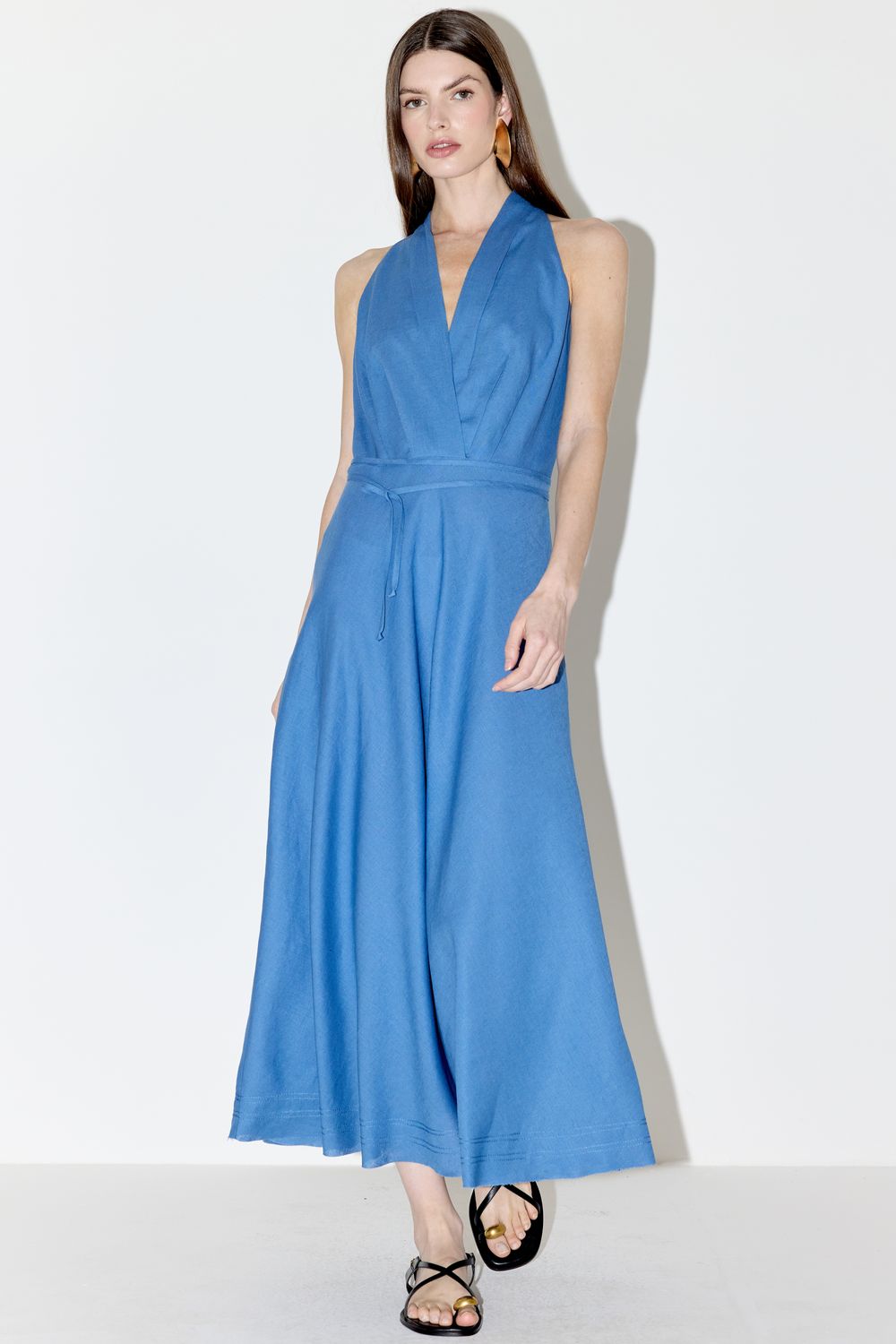 VESTIDO COM LINHO TRANSPASSE NASSAU - AZUL G - AZUL