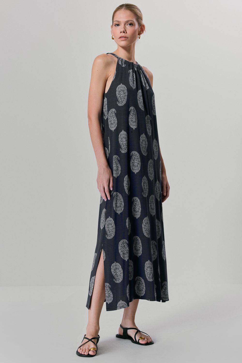 VESTIDO MALHA ESTAMPA CASHEMIRE - AZUL MARINHO P - AZUL MARINHO VESTIDO MALHA ESTAMPA CASHEMIRE - AZUL MARINHO P - AZUL MARINHO