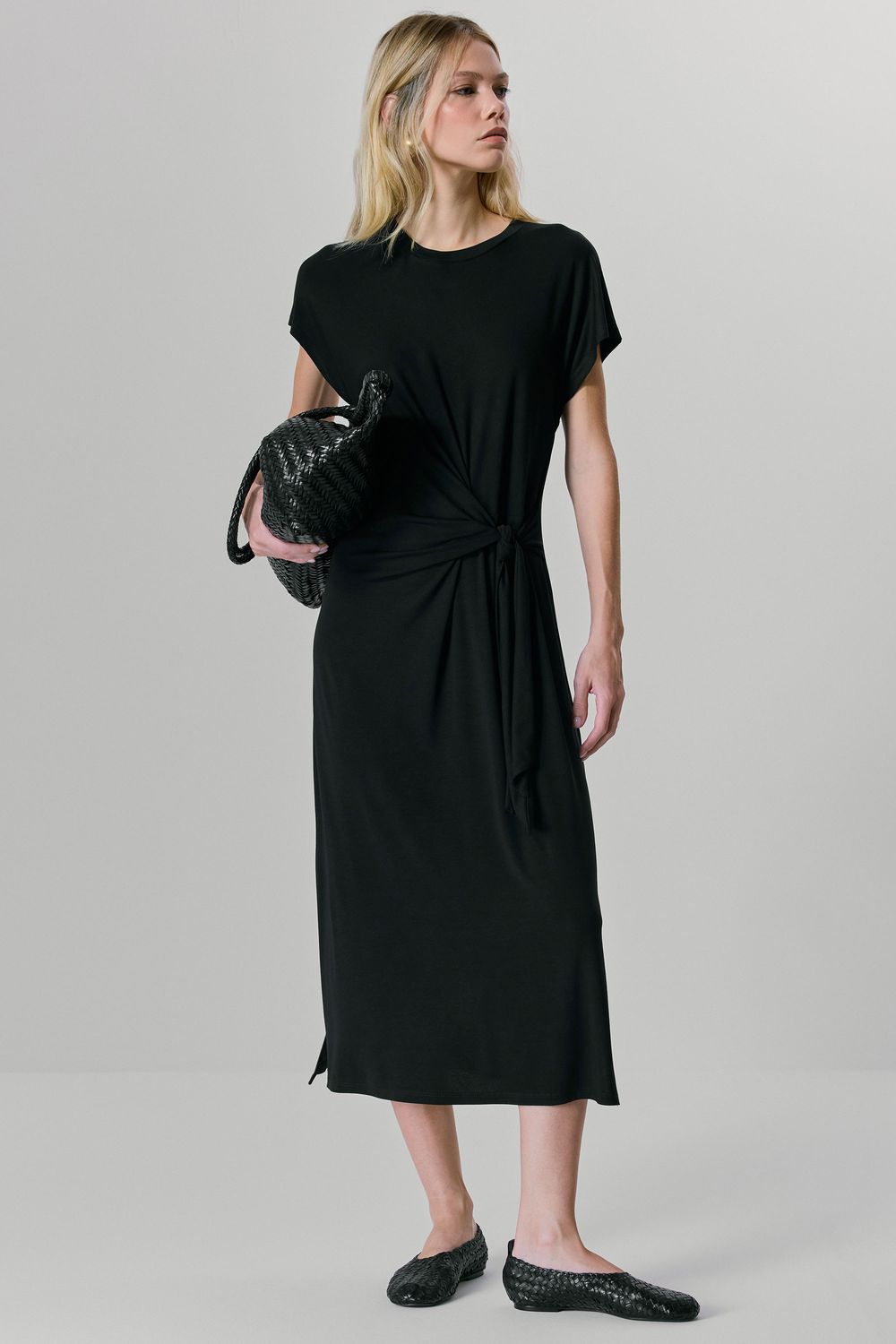 VESTIDO MALHA NÓ MANGA  JAPONESA - PRETO P - PRETO