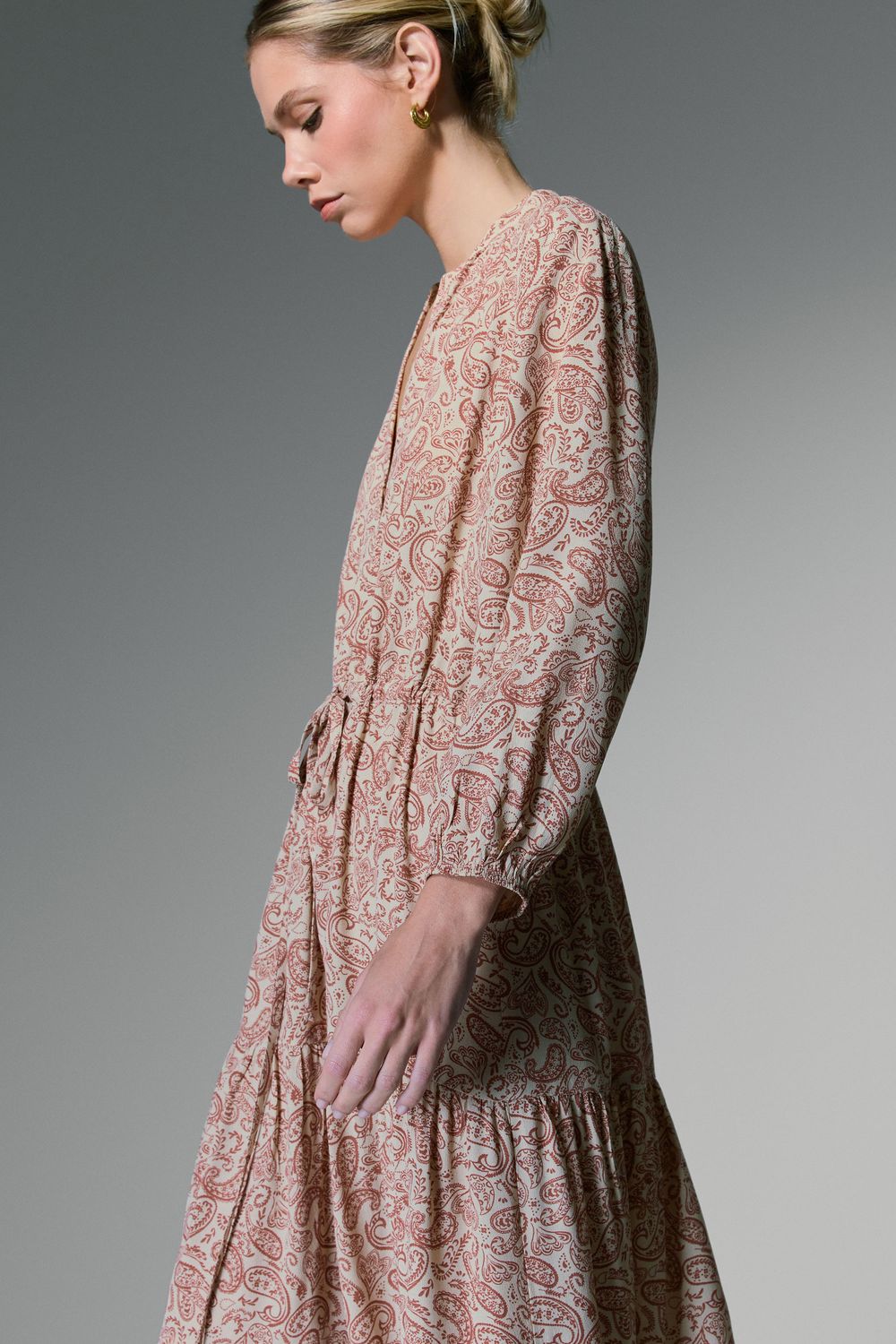 VESTIDO ESTAMPA CASHEMIRE FIRENZE - CREME P - CREME