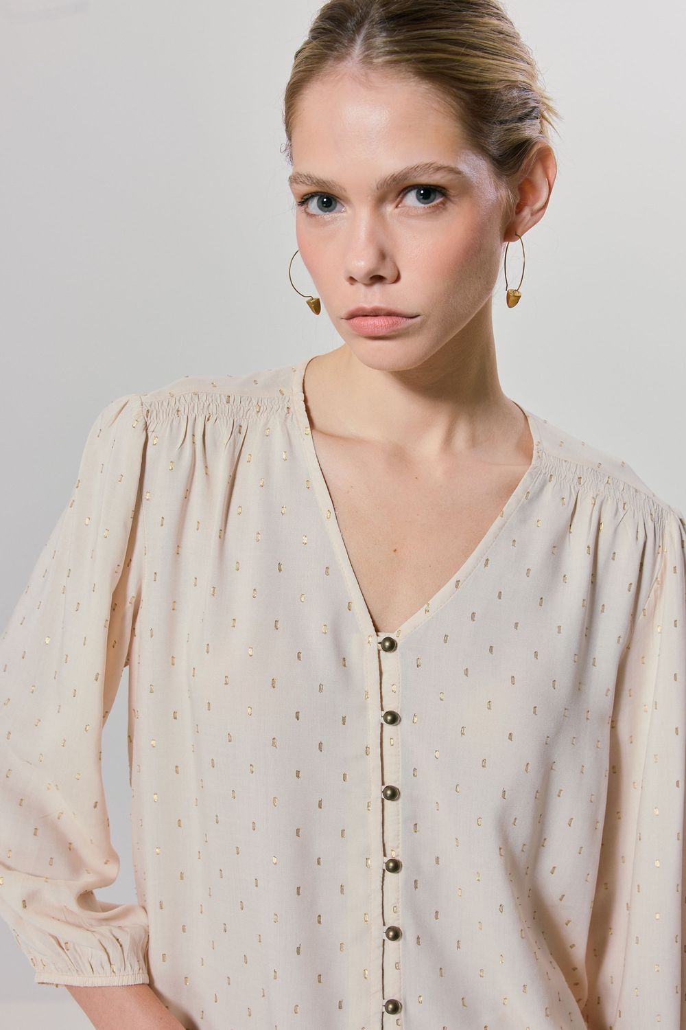 BLUSA BOSSA BATU GOLD - CREME P - CREME