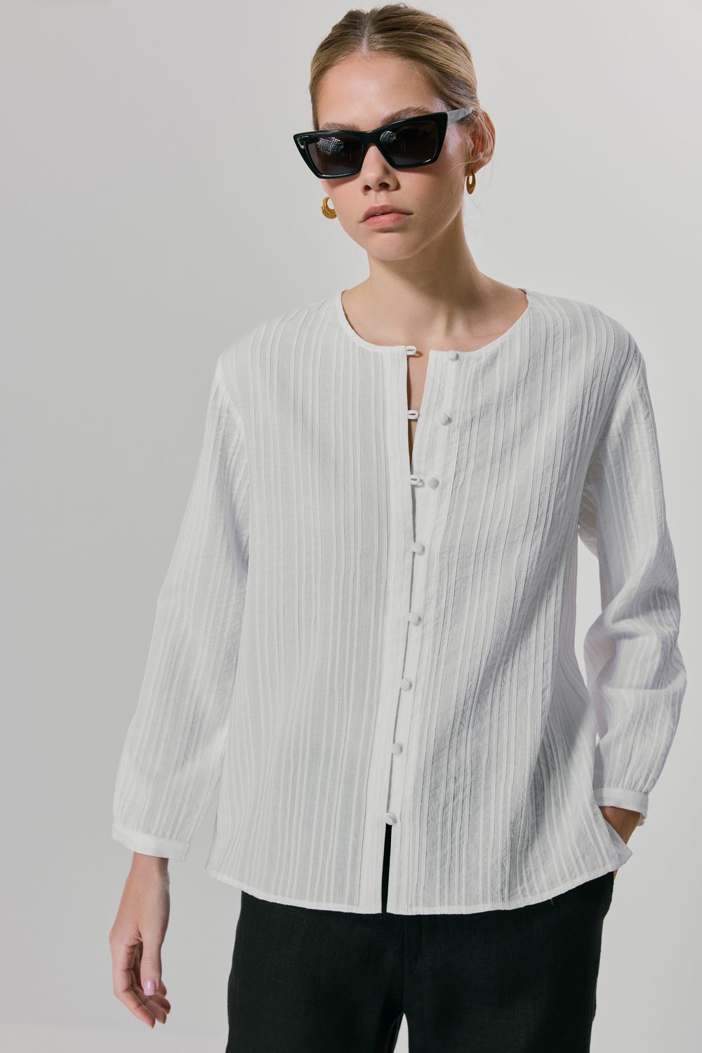 BLUSA NERVURADA - OFF WHITE G - OFF WHITE