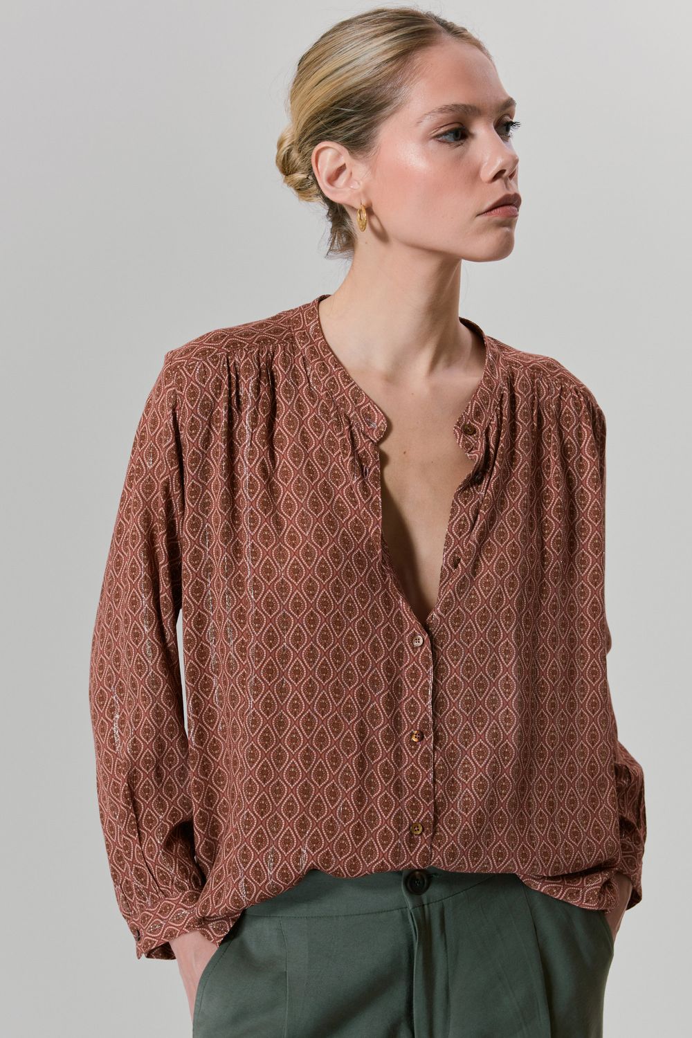 BLUSA ESTAMPA SAFIRA STRIPE GOLD - ROSA M - ROSA
