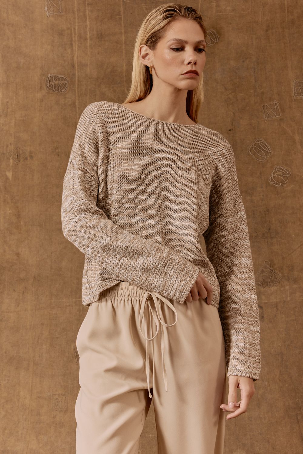 BLUSA TRICOT RAJADO -SD - CAQUI M - CAQUI