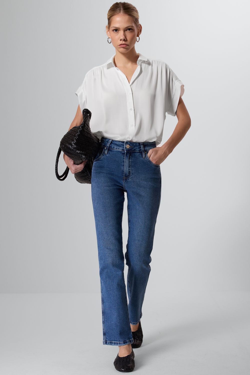 CALÇA JEANS RETA -SD - JEANS MEDIO G - JEANS MEDIO