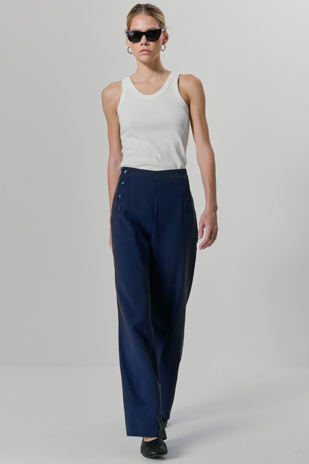 CALÇA NAVY BOTÕES - AZUL MARINHO G - AZUL MARINHO