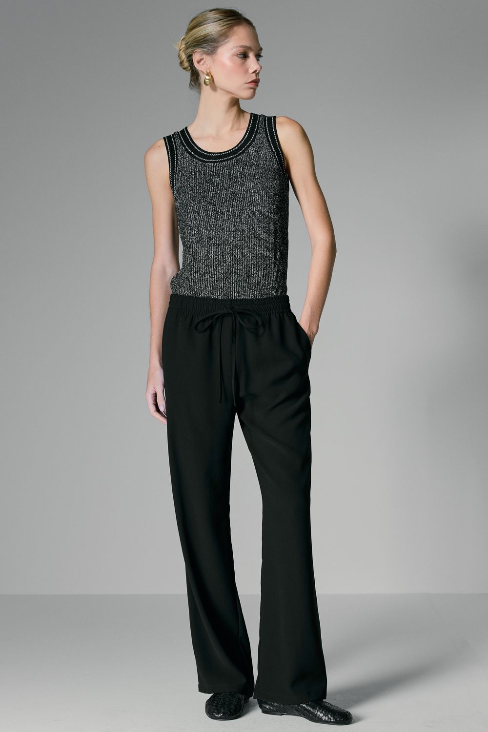 CALÇA CREPE ELASTICO - PRETO P - PRETO