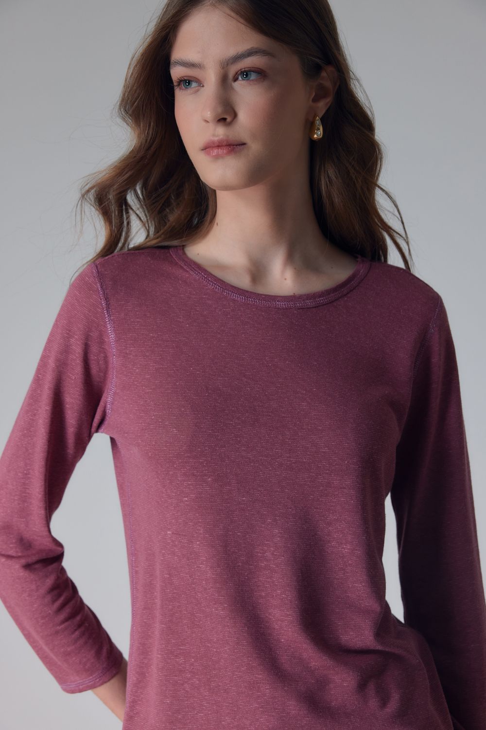 BLUSA  MALHA LINHO BORDADO COLARETE - ROSA M - ROSA BLUSA  MALHA LINHO BORDADO COLARETE - ROSA M - ROSA