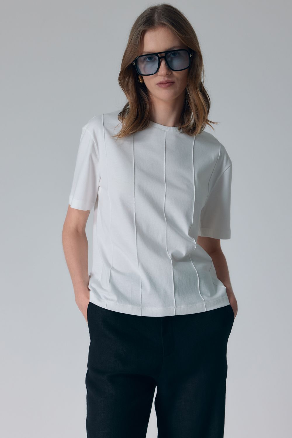 BLUSA MALHA NERVURAS - OFF WHITE P - OFF WHITE