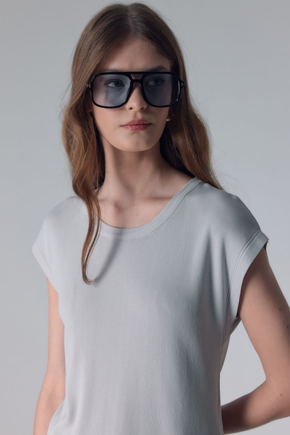 BLUSA TRICOT MANGA CURTA -SD - CINZA G - CINZA