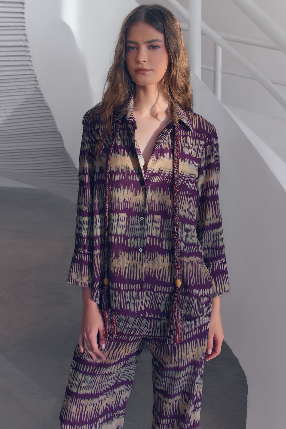 CAMISA ESTAMPA TIE DYE - VINHO G - VINHO