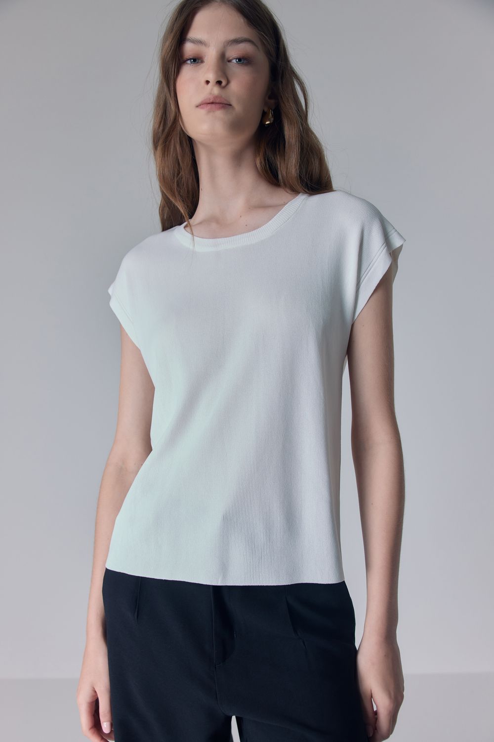 BLUSA TRICOT MANGA CURTA -SD - OFF WHITE M - OFF WHITE