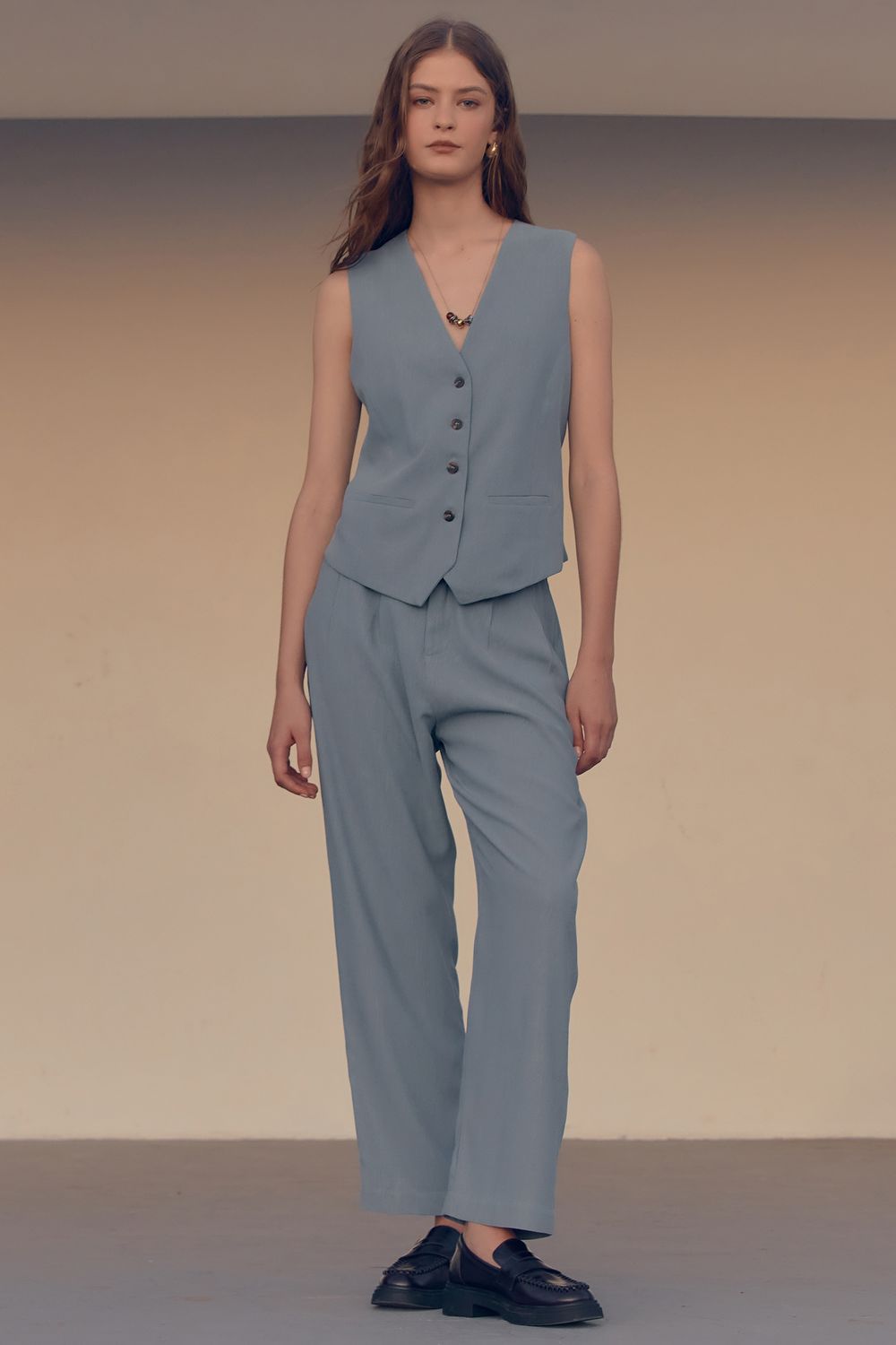 CALÇA CHESWIK PREGA LAPELA CÓS - AZUL PP - AZUL