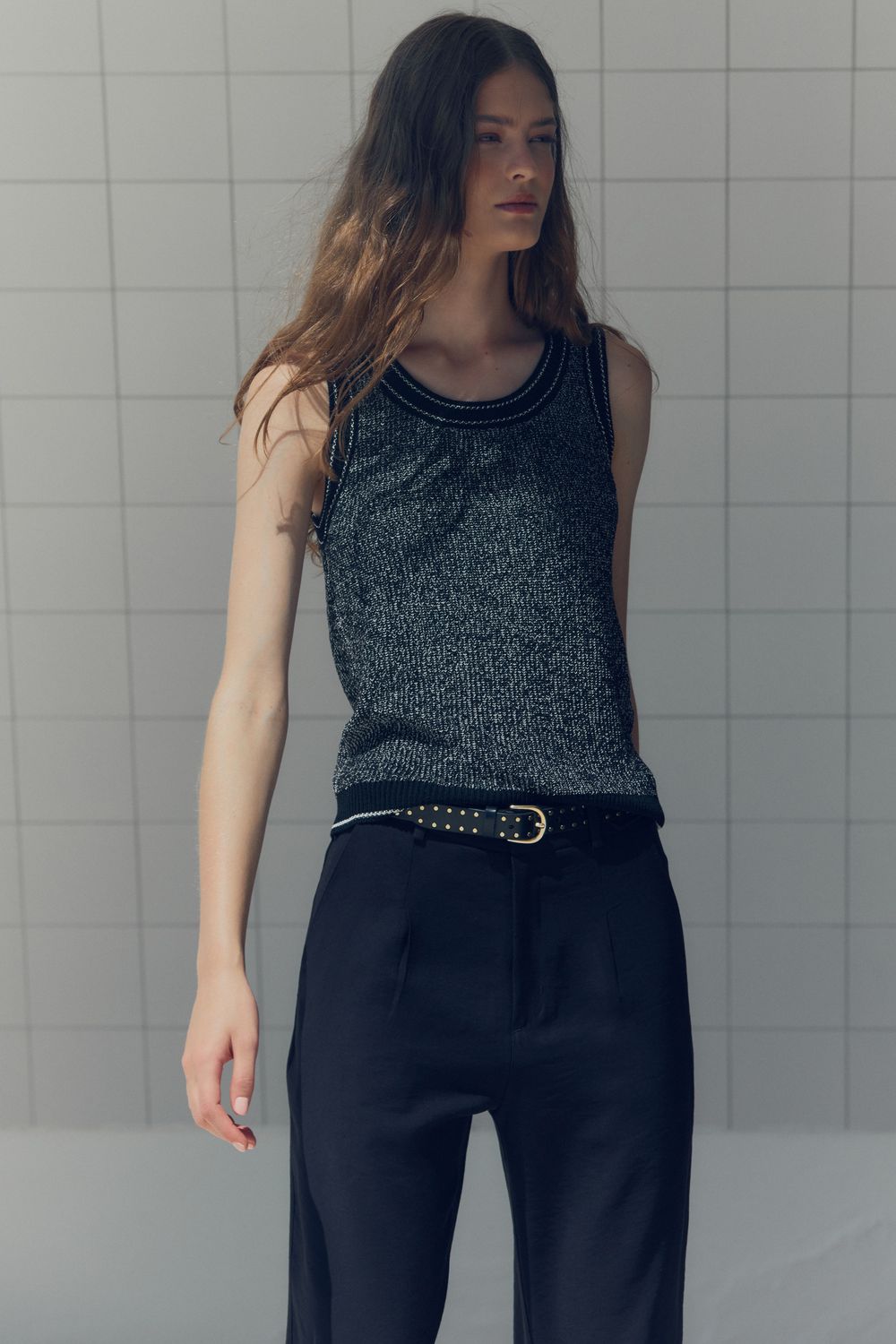 REGATA TRICOT MESCLA - PRETO G - PRETO