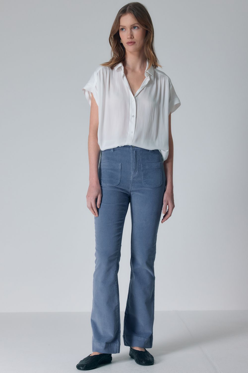 CALÇA VELUDO BOOT CUT 16 CANAIS - AZUL P - AZUL