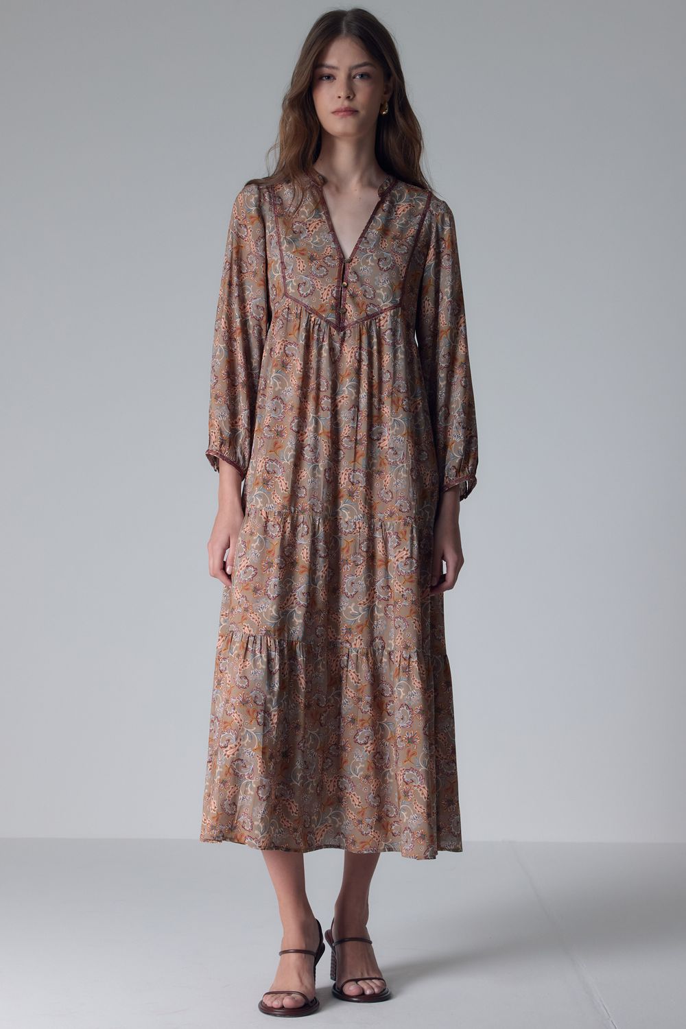 VESTIDO ESTAMPA MIX PASLEY - VERDE M - VERDE