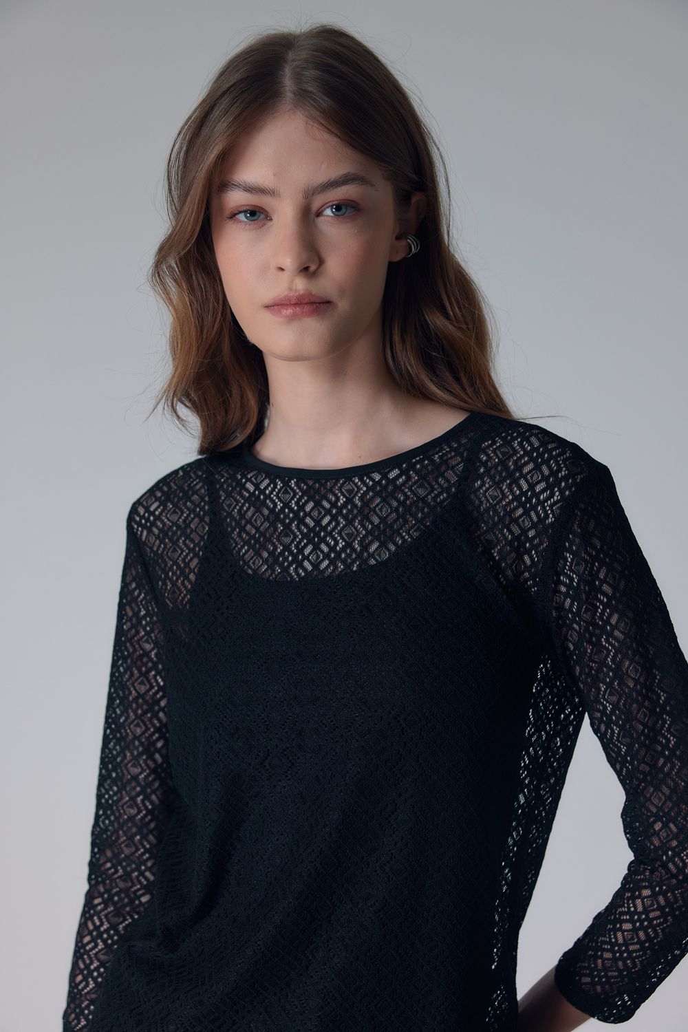 BLUSA RENDA COM UNDERWEAR - PRETO P - PRETO