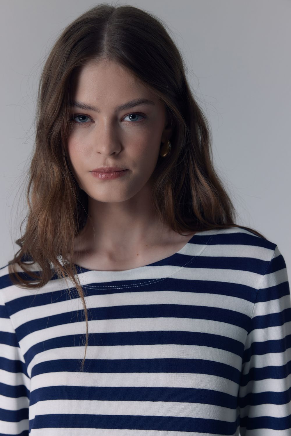 BLUSA MALHA TRICOT LISTRADA BASIC - AZUL MARINHO P - AZUL MARINHO