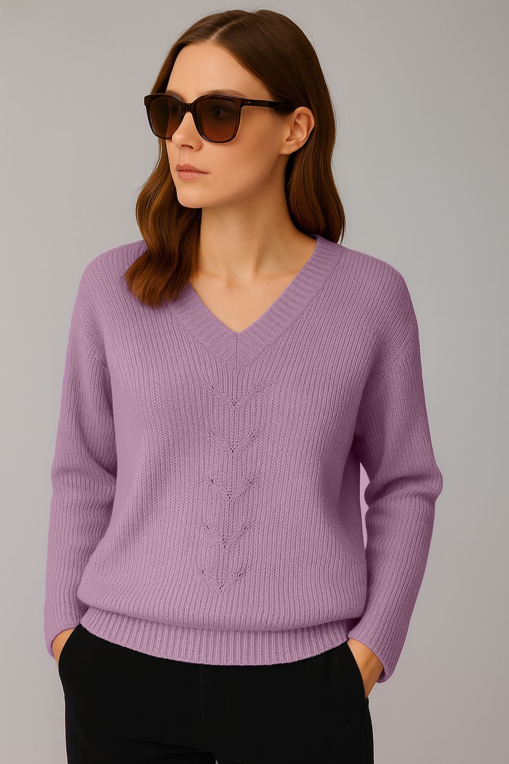 Pull Tricot Detalhe Frontal - LILAS G - LILAS Pull Tricot Detalhe Frontal - LILAS G - LILAS