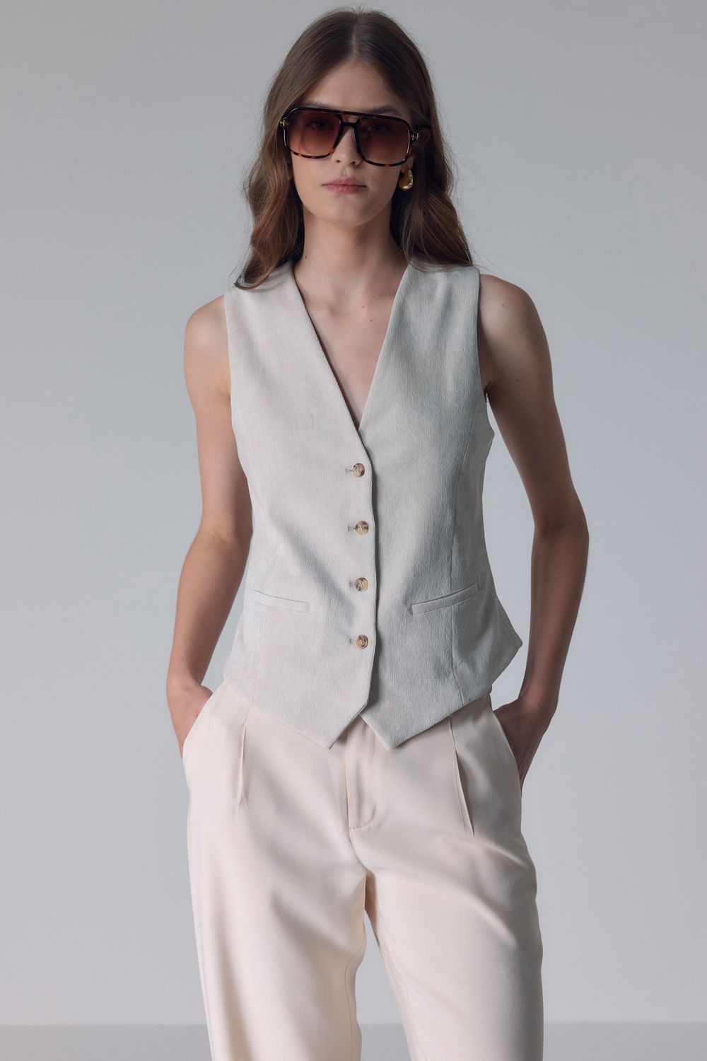 COLETE VELUDO FINE - CREME M - CREME