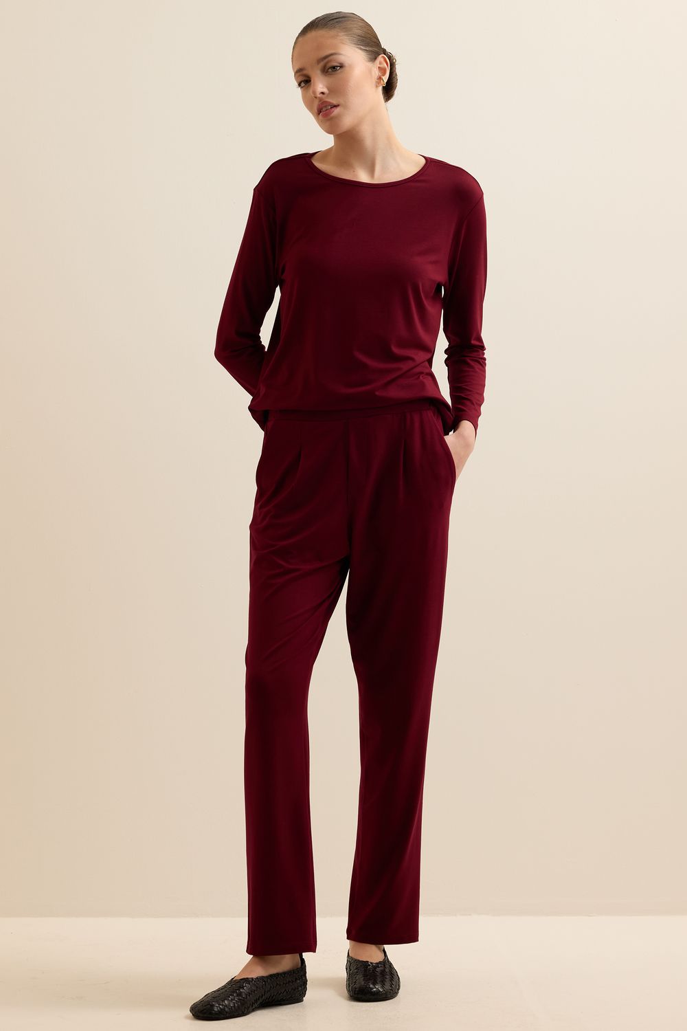 Calça Malha Vis Up Prega - VINHO PP - VINHO Calça Malha Vis Up Prega - VINHO PP - VINHO