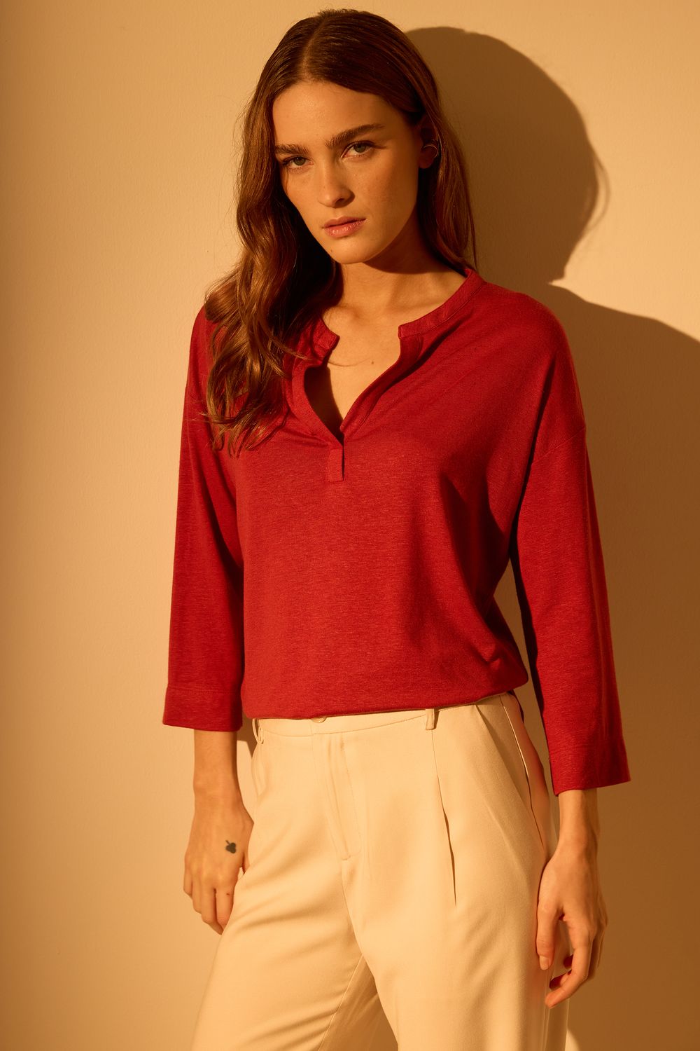 Blusa Malha Naturalinho Pate - CEREJA M - CEREJA